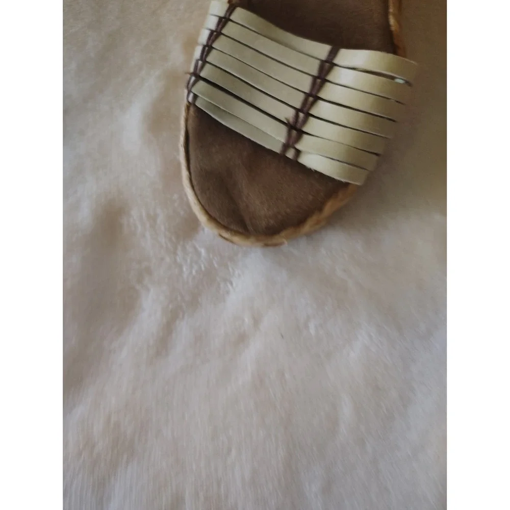 Envy Hum Bug Sage Green Woven Wedge Sandals Womens Slingback Straw Platform - Picture 2 of 6